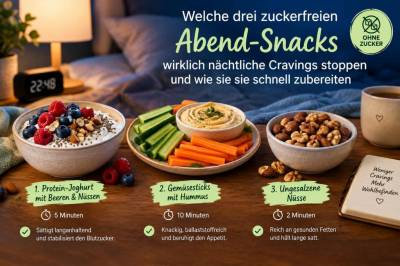 Welche drei zuckerfreie abend‑snacks wirklich nächtliche cravings stoppen und wie sie sie schnell zubereiten